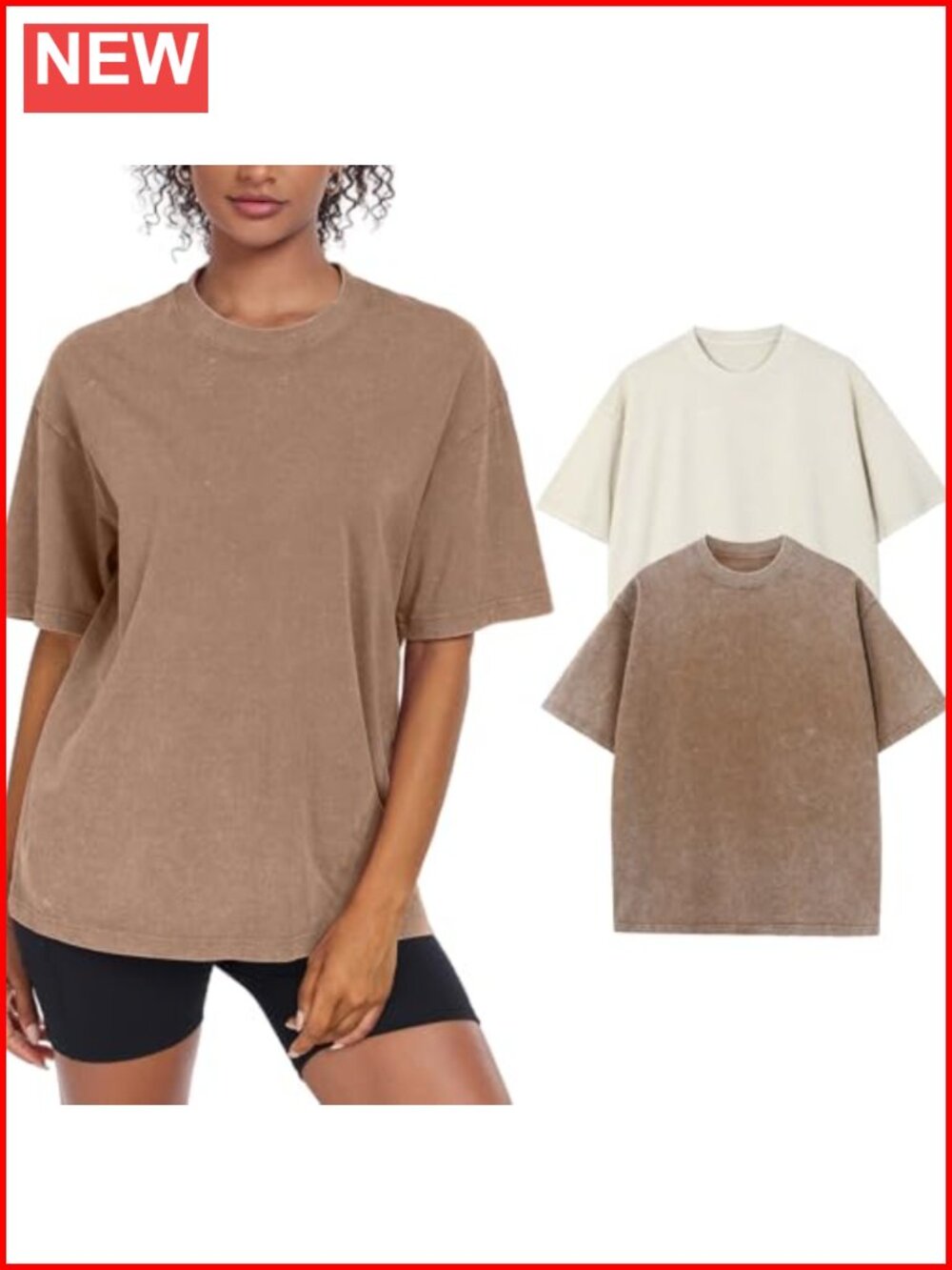 Washed Vintage Oversized Cotton T-Shirt Short Sleeve Crew Neck